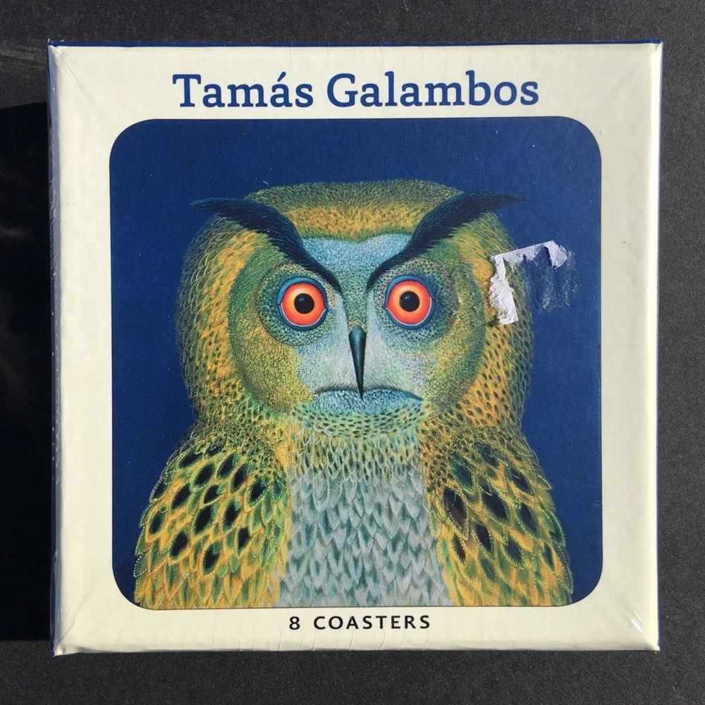 Owl Coasters Tamás Galambos Pomegranate 2 Boxes 16 Coasters Total New